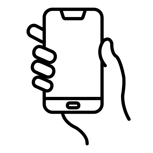 Icoon van toestel die vast gehouden word